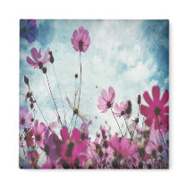Visions In Pink Floral Design Square Magnet