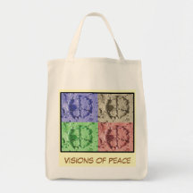 Visions of Peace Grocery Tote Tote Bag