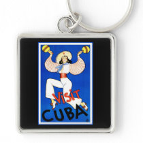 Visit Cuba Vintage Travel Art Key Chains