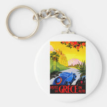 Visit Greece ~ Vintage Automobile Travel Ad Keychain