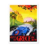 Visit Greece ~ Vintage Automobile Travel Ad postcards