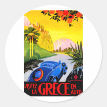 Visit Greece ~ Vintage Automobile Travel Ad Stickers
