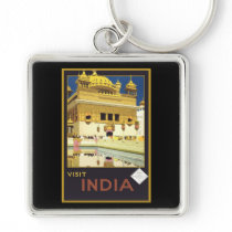Visit India Vintage Travel Art Keychains