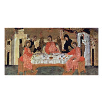 Visit Of The Three Angels With Abraham And Its Hos Personalized Photo Card