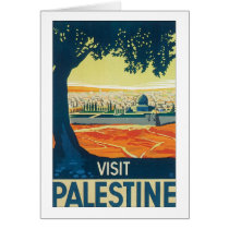 Visit Palestine Vintage Travel Poster Greeting Cards