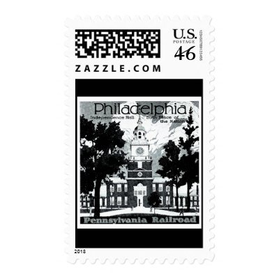 Visit Philadelphia on the Pennsylvania Railroad Postage Stamp by stanrail