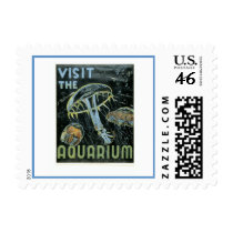 Visit the Aquarium - WPA Poster - Postage Stamp