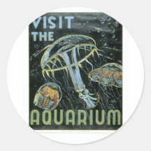 Visit the Aquarium - WPA Poster - Round Sticker
