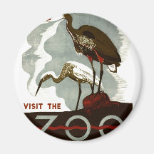 Visit the Zoo - WPA Poster - Fridge Magnets