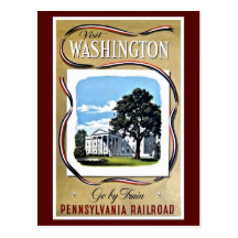 Visit Washington by train, Pennsylvania RR Post Card