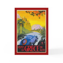Visitez La Grece En Auto Retro Holiday Poster cards