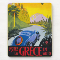 Visitez La Grece En Auto Retro Poster Mouse Pad mousepads