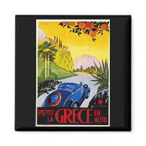 Visitez La Grece En Auto - Vintage Travel Poster Magnet