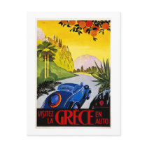 Visitez La Grece En Auto - Vintage Travel Poster Post Card