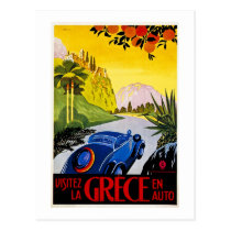 Visitez La Grece En Auto - Vintage Travel Poster postcards