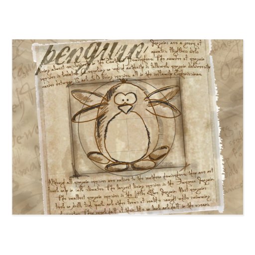 Vitruvian Penguin Post Card