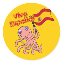 Viva Espana with Octopus Soccer Tshirt Round Sticker