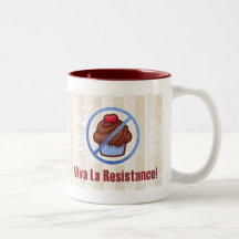 'Viva La Resistance!' Cupcake Mug in Blue/Choc