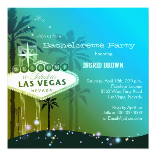 Viva Las Vegas Bachelorette Party Invitations (front side)