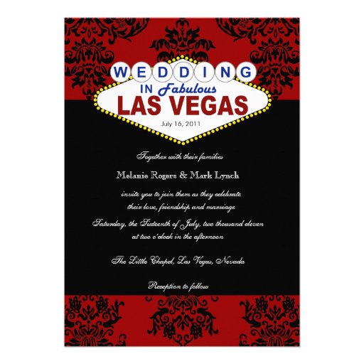Viva Las Vegas Damask Wedding Invitation (front side)