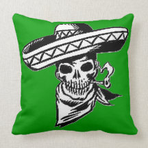 "Viva Mexico" skull with sombrero Pillows