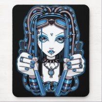 "Vivian" Blue Cyber Goth Fairy Art Mousepad mousepads