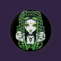 "Vivian" Cybergoth Dark Industrial Fae Button