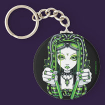 "Vivian" Cybergoth Dark Industrial Fairy Keychain