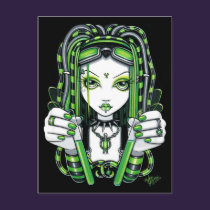 "Vivian" Cybergoth Dark Industrial Fairy Postcard
