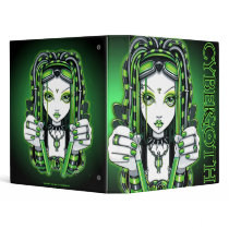 vivian, green, cybergoth, fairy, faery, cyber, goth, faerie, toxic, industrial, fantasy, art, myka, jelina, Binder with custom graphic design