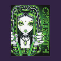 Vivian Cybergoth Toxic Green Fairy Postcard postcards