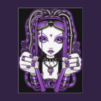 "Vivian" Purple Cyber Goth Fairy Art Postcard postcards