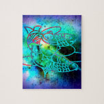 Vivid Blue Green Fish Puzzle puzzles
