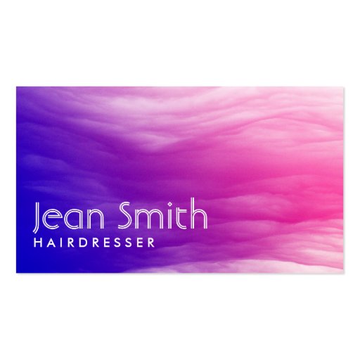 Vivid Colorful Clouds Hairdresser Business Card (front side)