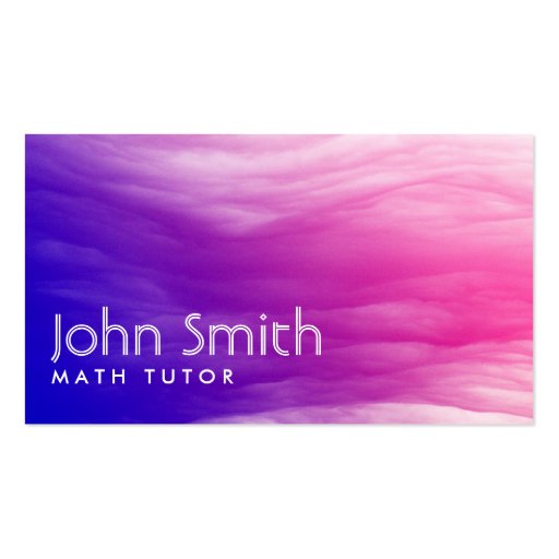 Vivid Colorful Clouds Math Tutor Business Card (front side)