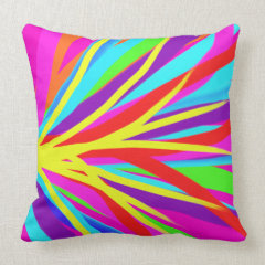 Vivid Colorful Paint Brush Strokes Girly Art Throw Pillow