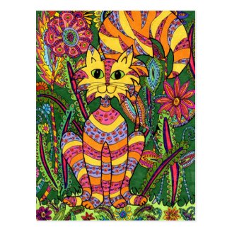 Vivid Garden Cat 2 Postcards