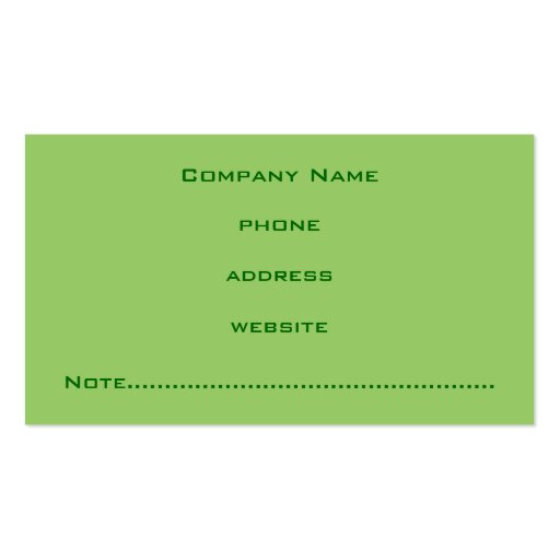 Vivid Green Business Card (back side)