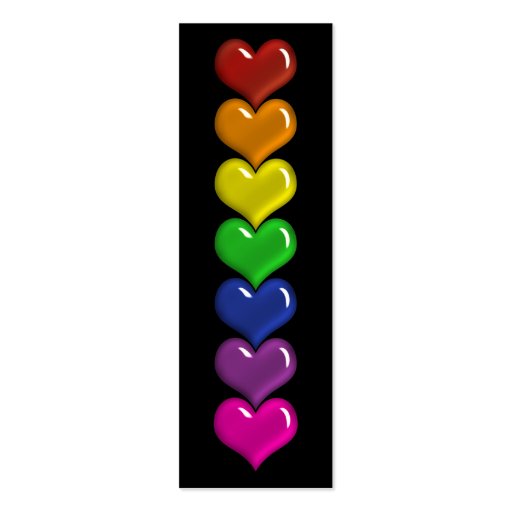 Vivid Rainbow Color Hearts Indestructible Bookmark Business Card Template (front side)