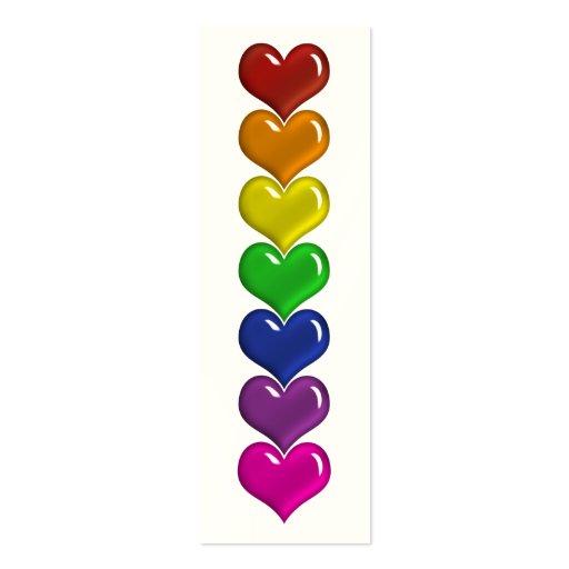 Vivid Rainbow Color Hearts Indestructible Bookmark Business Card Template (back side)