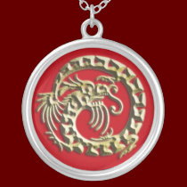 Vivid Red and Gold Dragon Necklace necklaces