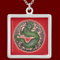 Vivid Red and Green Dragon Necklace necklaces