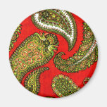 Vivid Red Indian Paisley Fridge Magnet