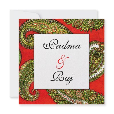 Vivid Red Paisley Wedding Invitation