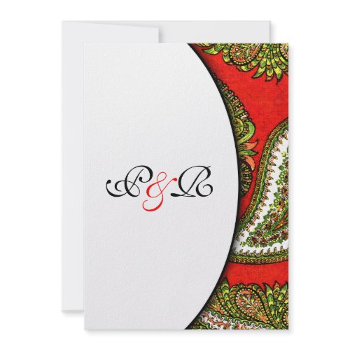 Vivid Red Paisley Wedding Invitation invitation