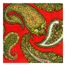 Vivid Red Paisley Wedding Invitation