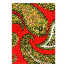 Vivid Red Paisley Wedding Invitation