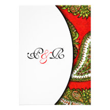 Vivid Red Paisley Wedding Invitation