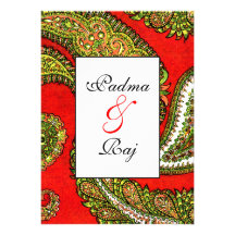 Vivid Red Paisley Wedding Invitation