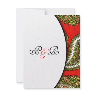 Vivid Red Paisley Wedding Invitation RSVP